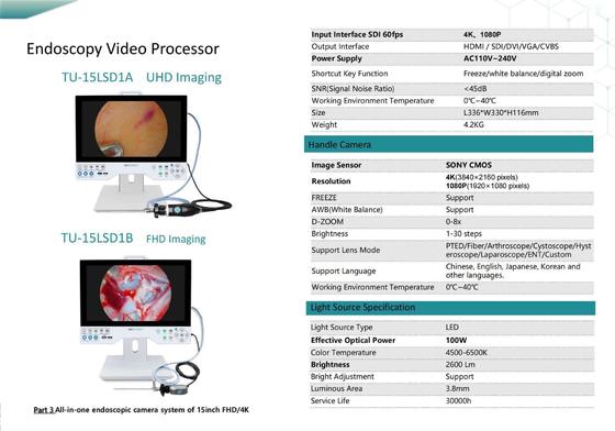 TUYOU 15.6' UHD Tout en un Système de caméra d'endoscopie rigide multi flexible pour l'endoscopie de l'utérus