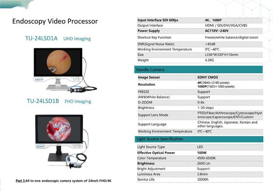 Caméra d'endoscopie TUYOU 24LSD1A 4K avec moniteur 24 pouces et capteur SONY CMOS pour ORL, laparoscopie, hystéroscopie, urologie
